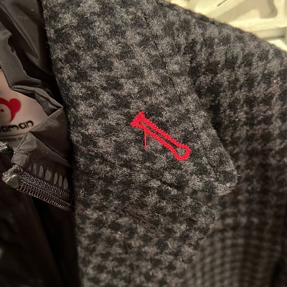 Boys Appaman City Overcoat Herringbone wool faux vest and red thread detail - Picture 5 of 6